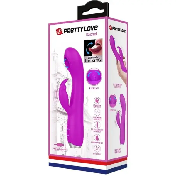 Pretty Love - Vibrador rabbit con licking morado - Imagen 10