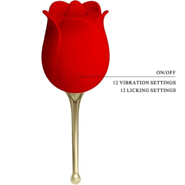 Pretty Love - Rose Lover Rosa Estimuladora de Clítoris 12 Vibraciones Rojo - Imagen 3