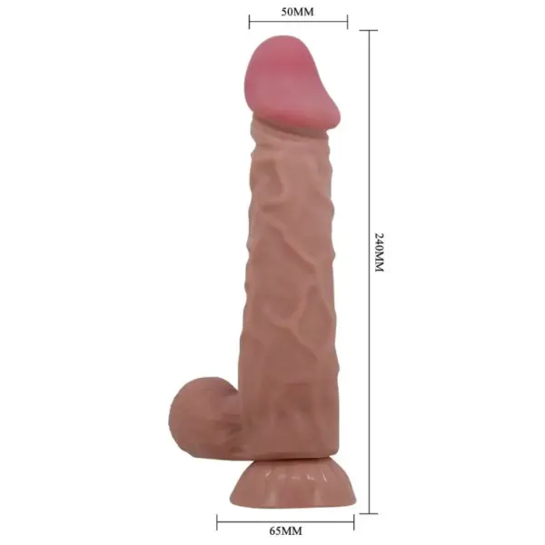 Pretty Love - Sliding Skin Series Dildo Realístico con Ventosa Moreno 24 cm - Imagen 5
