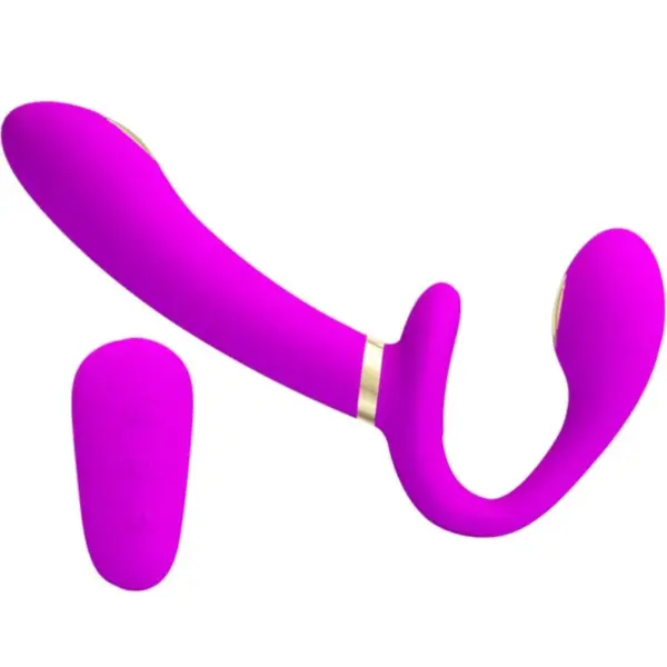 Pretty Love - Vibrador doble strap-on control remoto morado - Imagen 2