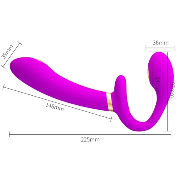 Pretty Love - Vibrador doble strap-on control remoto morado - Imagen 4