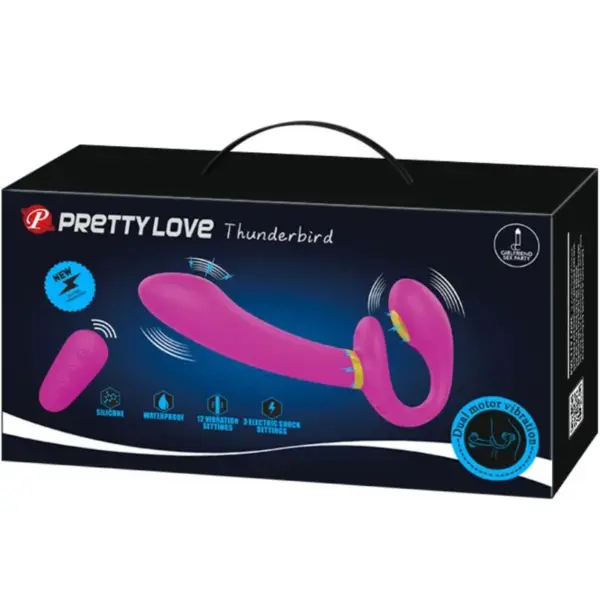 Pretty Love - Vibrador doble strap-on control remoto morado - Imagen 7