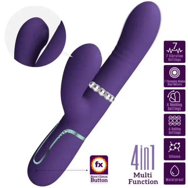 Pretty Love - Vibrador rabbit multifunción morado - Imagen 3