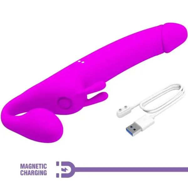 Pretty Love - Dildo strap-on sin arnés 10 vibraciones morado - Imagen 7