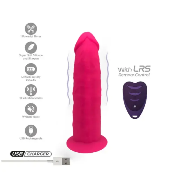 SILEXD - Pene realístico modelo 2 rosa con control remoto LRS 17 cm - Imagen 2