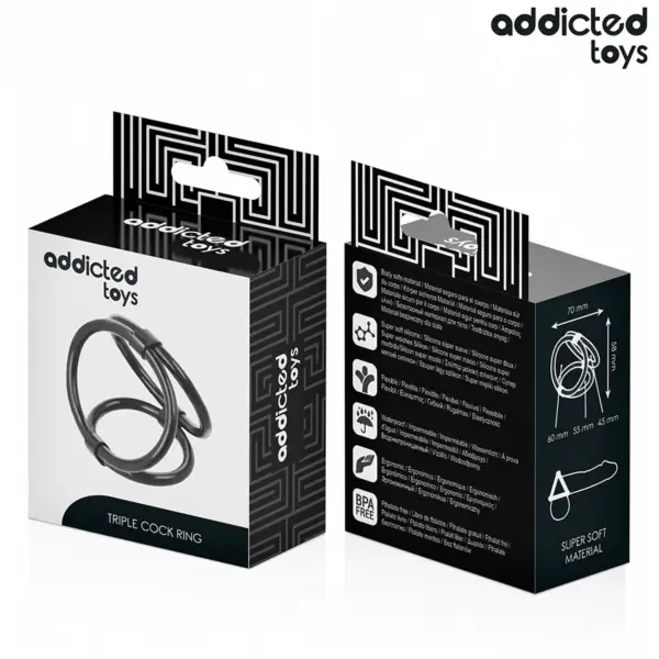ADDICTED TOYS - Anillo triple para el pene - Imagen 7