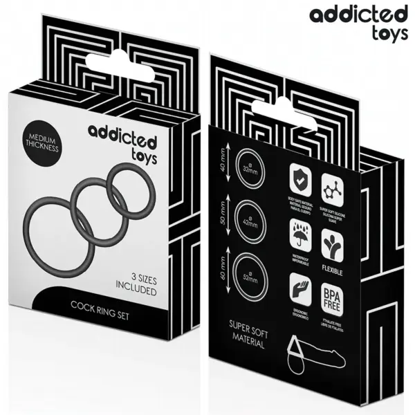 Addicted Toys - Set de Anillos Silicona Modelo 2 para Placer Masculino - Imagen 6