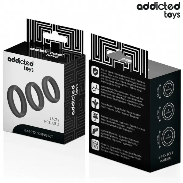 ADDICTED TOYS - Set de Anillos de Silicona Planos para Placer Prolongado - Imagen 6