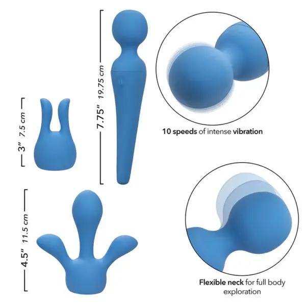 CALEXOTICS - Couture Kit Vibrador Wand 10 Vibraciones Azul para Placer Superior - Imagen 8