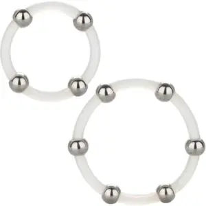 CALEXOTICS - Kit de 2 uds Anillo de Silicona con Cuentas de Acero para Placer Extremo