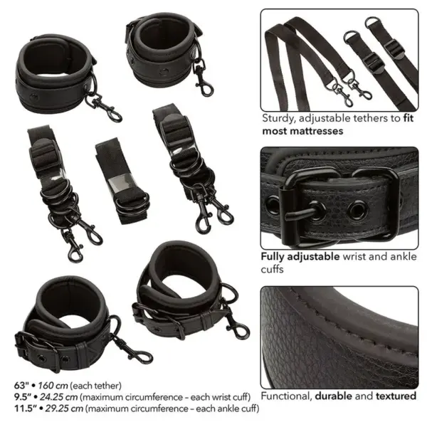 CALEXOTICS - Nocturnal Restricciones de Cama Cuero Ajustable Negro - Imagen 3