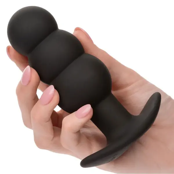 CALEXOTICS - Rock Bottom Plug Anal con Cuentas y 10 Vibraciones de Silicona Negra - Imagen 6
