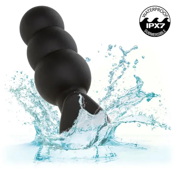 CALEXOTICS - Rock Bottom Plug Anal con Cuentas y 10 Vibraciones de Silicona Negra - Imagen 9