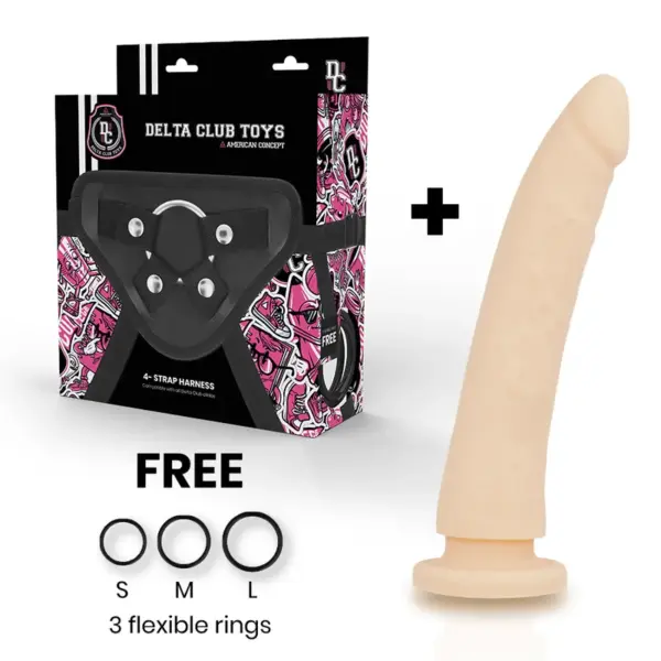 DELTA CLUB - Arnés con Dildo Natural de Silicona Médica 17 cm - 3 cm - Imagen 2