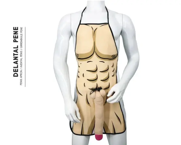 Diablo Picante - Delantal con Pene 3D Musculoso y Atrevido