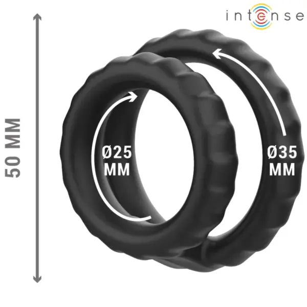 INTENSE - Anillo doble para pene Dewey de silicona negra modelo 2 - Imagen 3