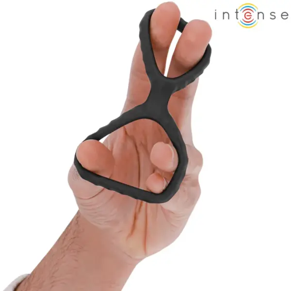 INTENSE - Anillo doble para pene Dewey de silicona negra modelo 2 - Imagen 4