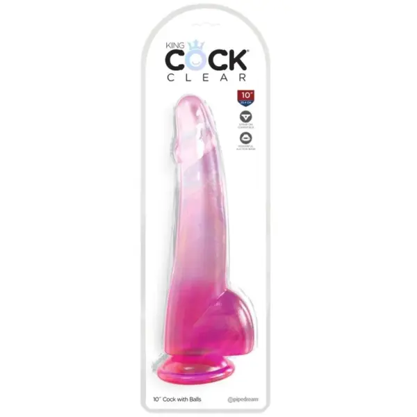 KING COCK - CLEAR DILDO CON TESTÍCULOS 19 CM ROSA - Imagen 2