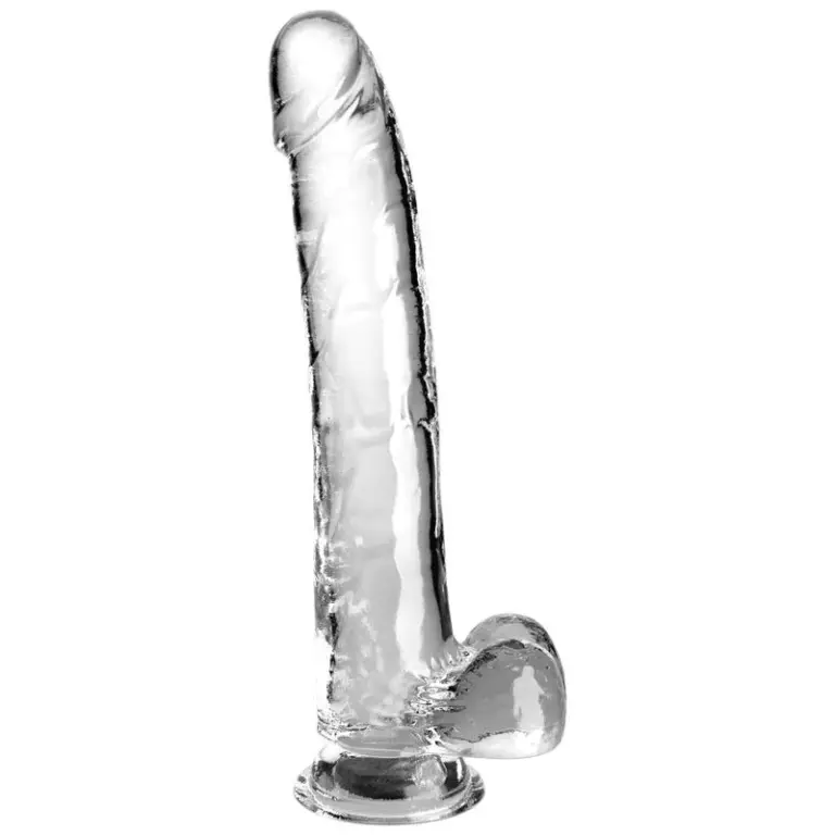 KING COCK - Dildo Transparente con Testículos de 24.8 cm