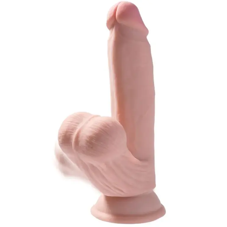 KING COCK - Dildo 3D con bolas oscilantes de 15.2 cm natural