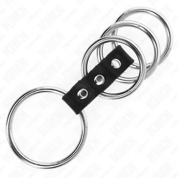 KINK - Anillos Pene Metal 3.7 cm a 5 cm Conectados por Cuero - Imagen 4