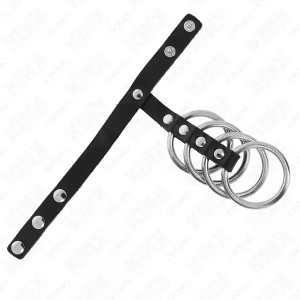 KINK - Anillos Pene Metal 3.8 cm Conectados con Correa de Cuero - Imagen 4
