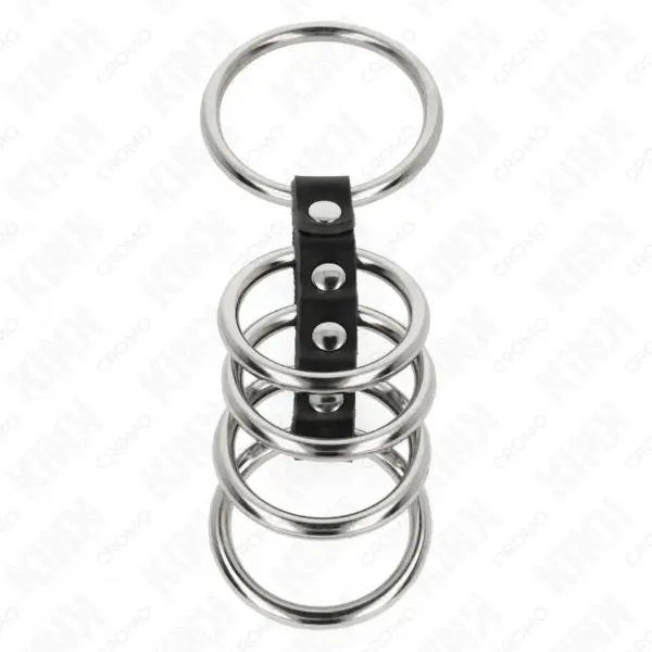 KINK - Anillos para el Pene de Metal y Cuero Conectados, Control y Placer - Imagen 3