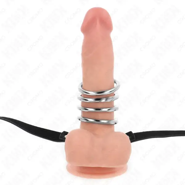 KINK - Anillos Pene de Metal con Cinturón de Polipiel para Placer y Estilo - Imagen 3