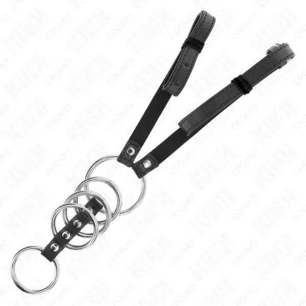 KINK - Anillos Pene de Metal con Cinturón de Polipiel para Placer y Estilo - Imagen 4