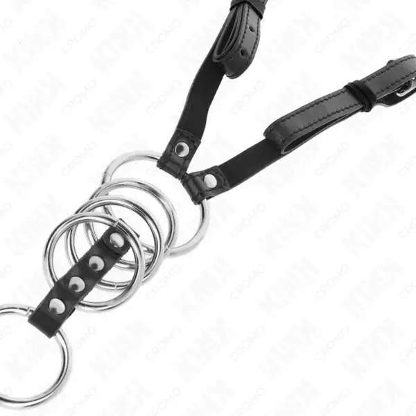 KINK - Anillos Pene de Metal con Cinturón de Polipiel para Placer y Estilo - Imagen 5