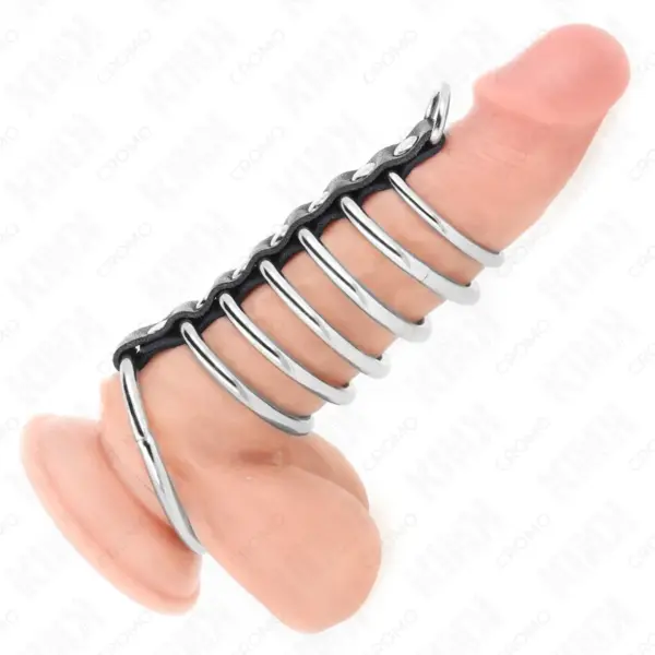 KINK - Anillos Pene Metal 3.2 cm a 5 cm Conectados por Polipiel - Imagen 2