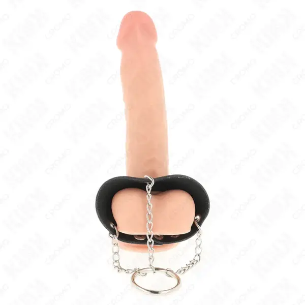 KINK - Anillo Pene 4 cm Cadena 7 cm Metal con Cinturón Cuero - Imagen 3