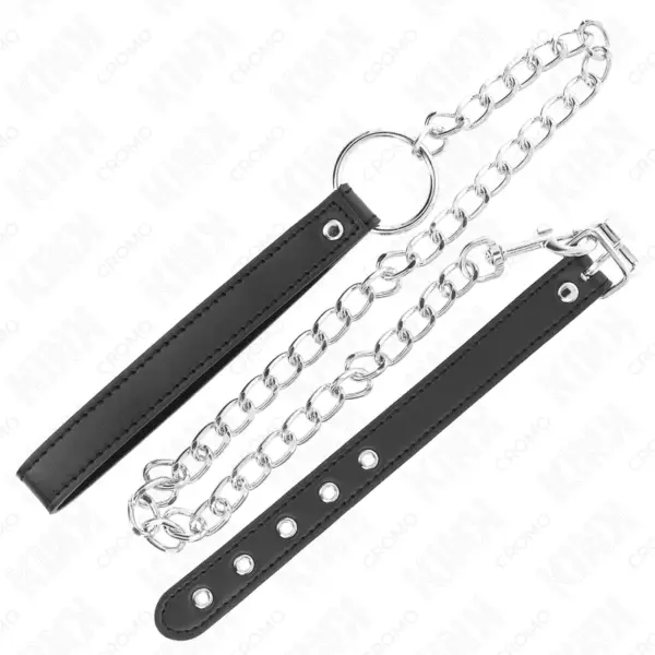 KINK - Anillo Pene Cuero 21.5 x 2 cm con Cadena Metal 60 cm y Correa de Cuero - Imagen 4
