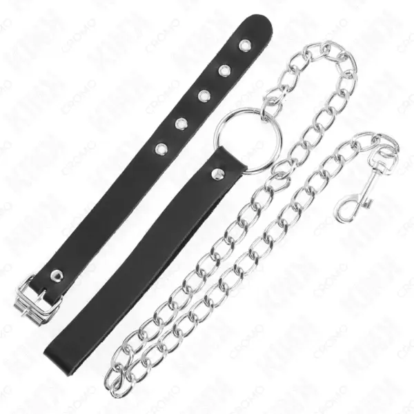 KINK - Anillo pene cuero con correa y cadena de metal - Imagen 3