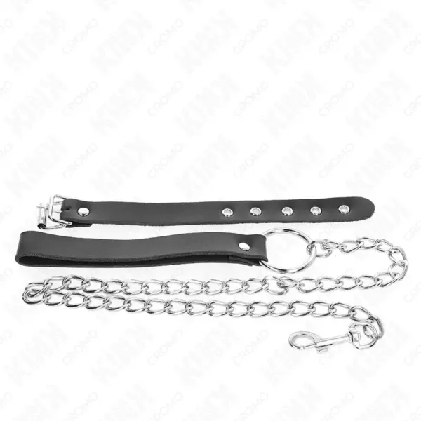 KINK - Anillo pene cuero con correa y cadena de metal - Imagen 4