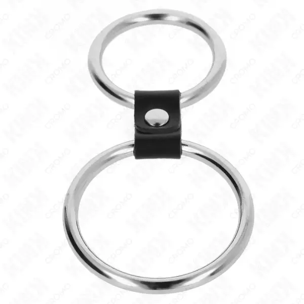 KINK - Anillo pene doble metal 3.7 cm a 5 cm conectados por correa polipiel modelo 1 - Imagen 3