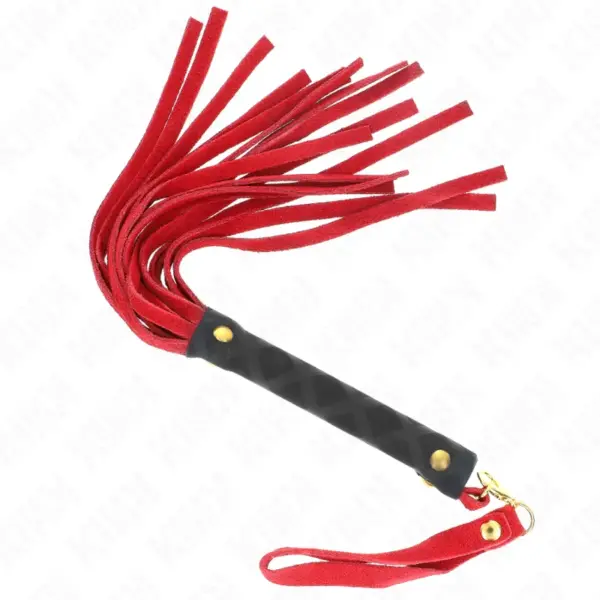 KINK - Látigo Mini Piel de Ante Rojo 30 cm para Placer y Dominación