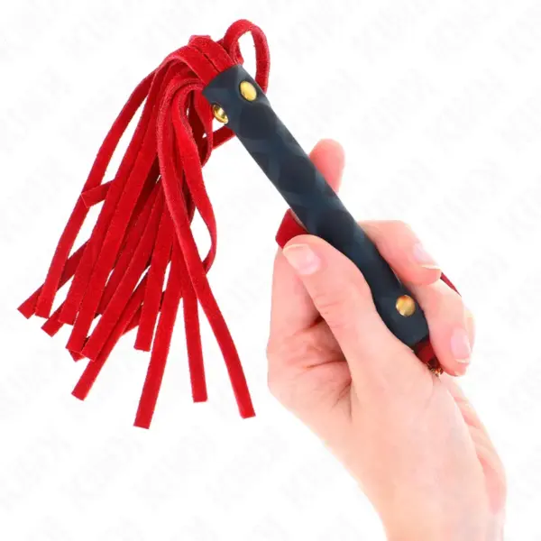 KINK - Látigo Mini Piel de Ante Rojo 30 cm para Placer y Dominación - Imagen 3