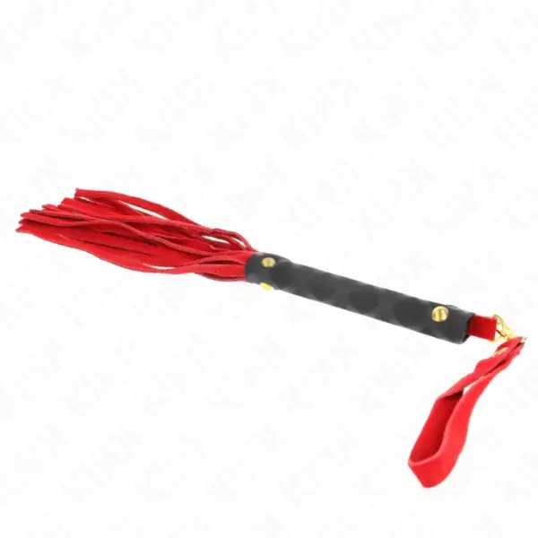 KINK - Látigo Mini Piel de Ante Rojo 30 cm para Placer y Dominación - Imagen 5
