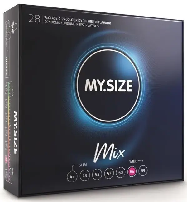 MY SIZE - Preservativos mixtos de 64 mm, 28 unidades para un placer seguro