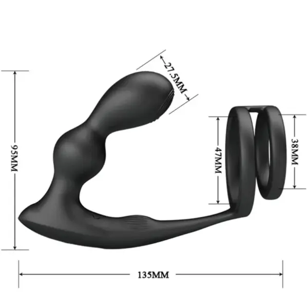 Pretty Love - Marshall Anillo para Pene + Plug Anal Vibratorio con Control Remoto - Imagen 7