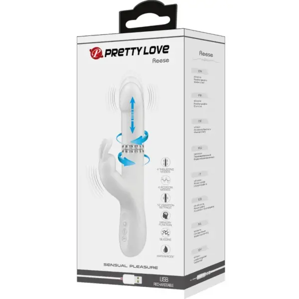 Pretty Love - Vibrador Rabbit con Rotación Plateado - Imagen 9