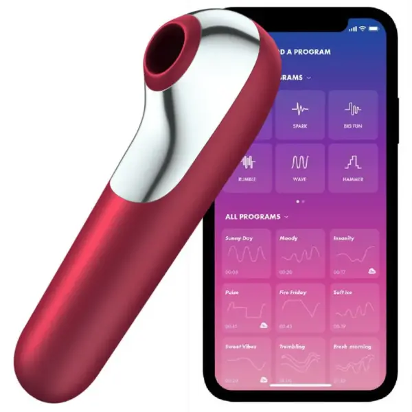 Satisfyer - Vibrador y Succionador Dual Love con Aire Pulsado Rojo