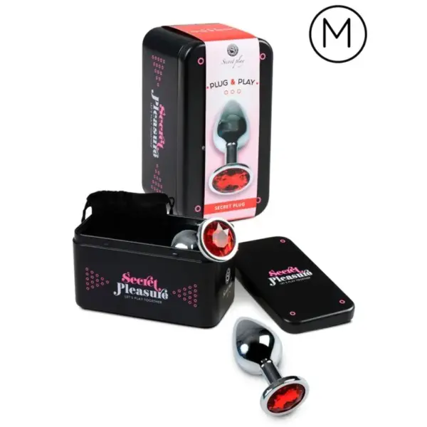 SECRETPLAY - Plug Anal Rojo M de Metal para Placer Inigualable - Imagen 2