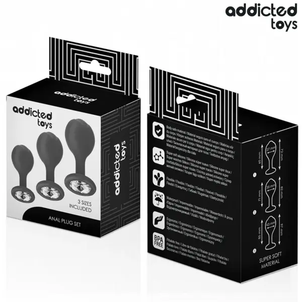 ADDICTED TOYS - Set de 3 Plug Silicona Anal con Joya - Imagen 7
