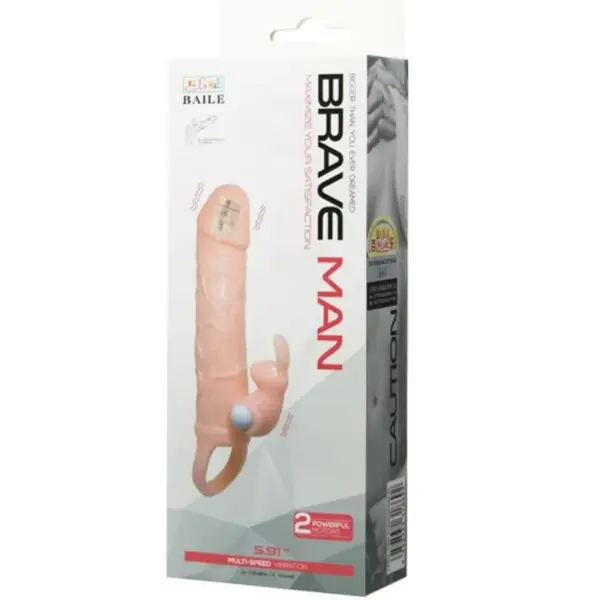 Brave Man - Funda Pene con Rabbit Vibrador 16.5 cm Natural - Imagen 8