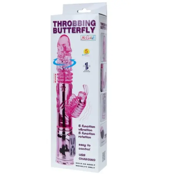 Rabbit Throbbing Butterfly - Vibrador Recargable con Rotación y Estimulador Throbbing - Imagen 9