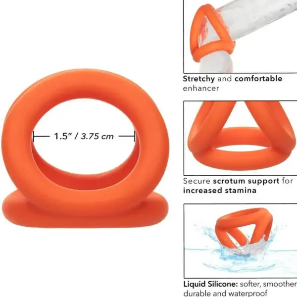 CalExotics - Alpha Triple Anillo Naranja para Placer Masculino - Imagen 11