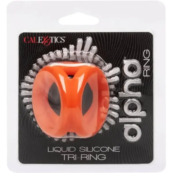 CalExotics - Alpha Triple Anillo Naranja para Placer Masculino - Imagen 2