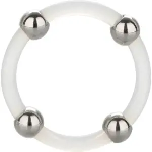 CALEXOTICS - Anillo de Silicona con Cuentas de Acero Talla L